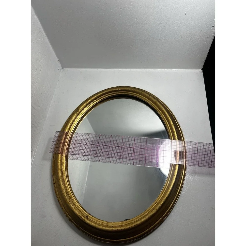Vintage RDE Imports Handmade in Italy Oval Gold Framed Mirror 14x11.5 518-2